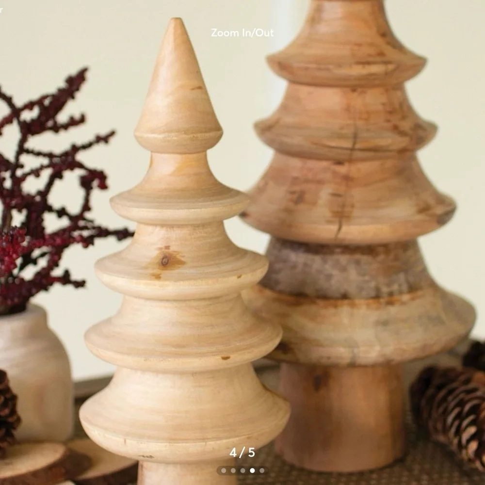 Pottery Barn mango wood turned trees set of 2